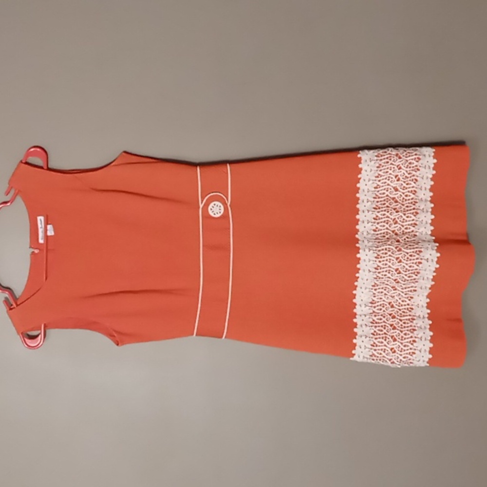 Alexandra Bartlett Orange w White Crochet Embellishments Size 8